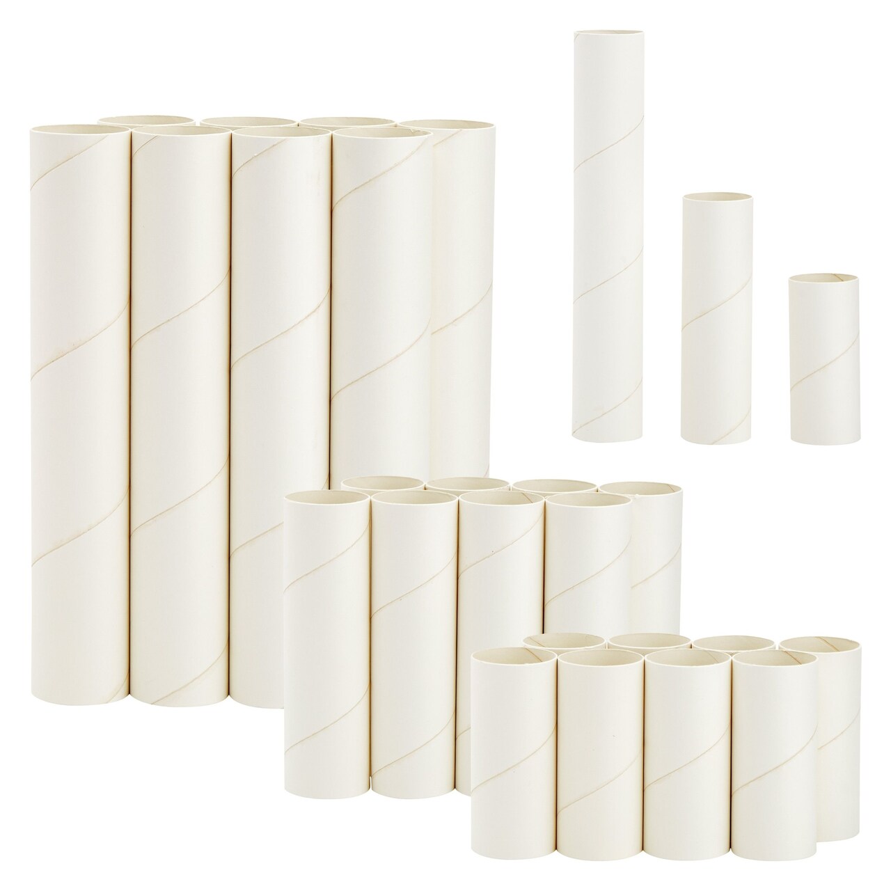 24 White Cardboard Tubes for Crafts, Empty Paper Rolls, Cylinders in 3  Sizes for DIY Art Projects (4, 6, and 10 Inches)